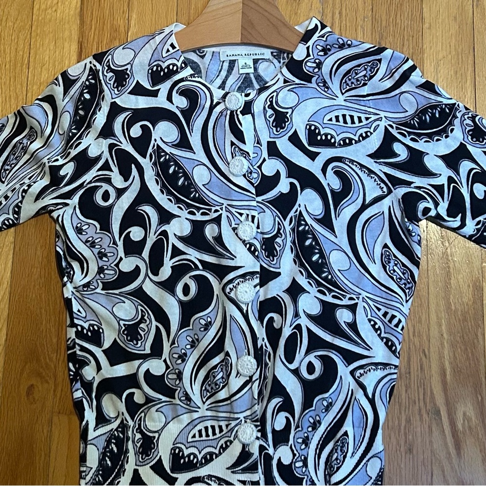 Banana Republic Black and White Paisley Cardigan